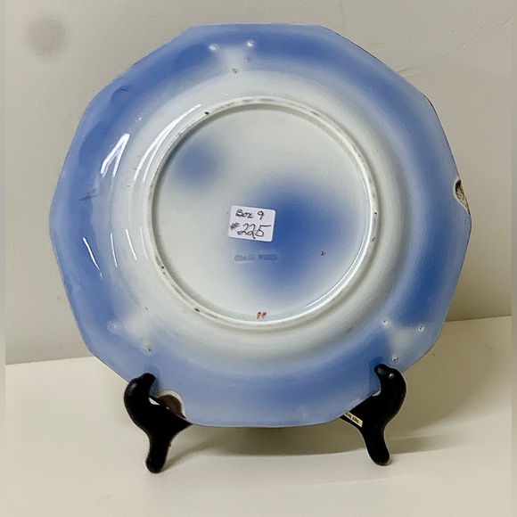 19th Century Gaudy Ironstone 10 Sided Flow Blue "Pearl White" Impressed Plate - Picture 4 of 13